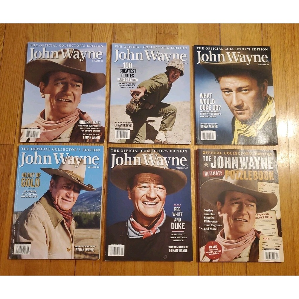 John Wayne Official Collectors Edition Magazine Lot Vol 43-47 Plus Puzzle Book